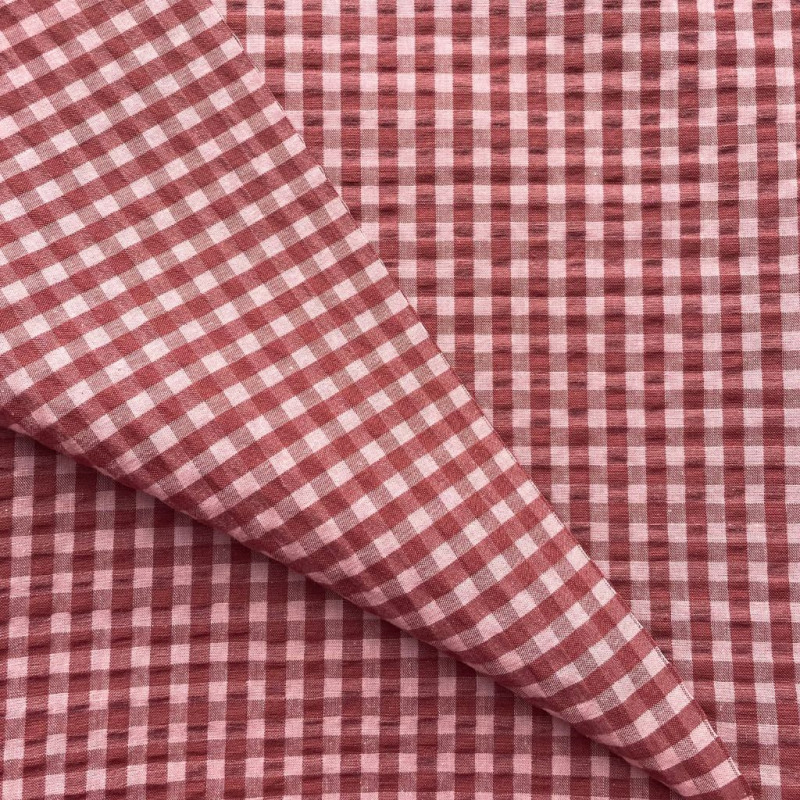 Seersucker ELI Cacao / Rosa té